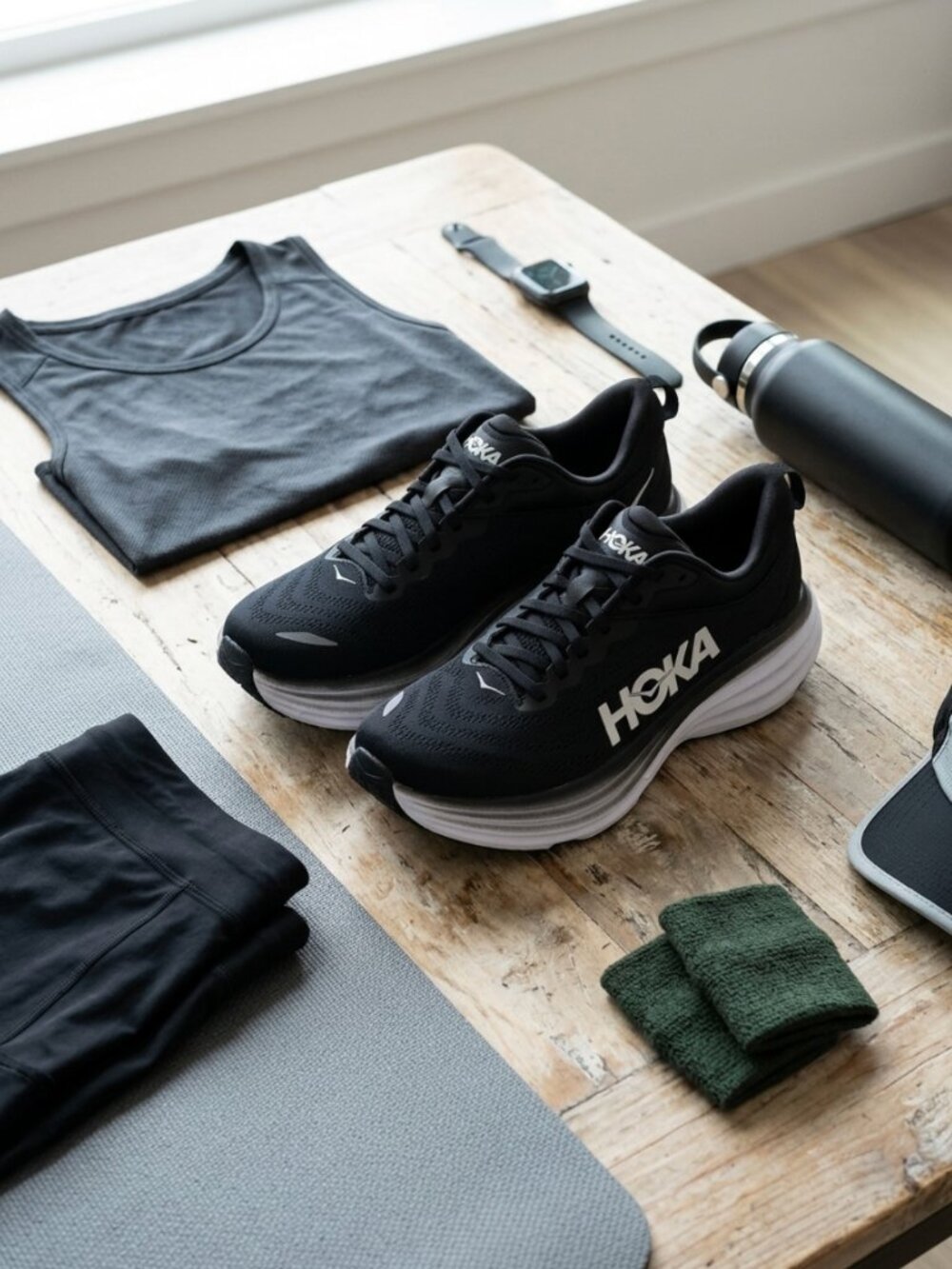 Hoka | Bondi 8 Black Cushioned Road Running Athletic Shoe or Sneakers | Sz 9.5D